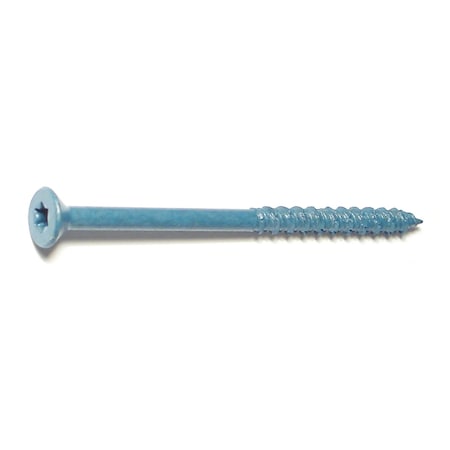 Torquemaster Masonry Screw, 1/4" Dia., Flat, 4 in L, Steel Blue Ruspert, 100 PK 51232